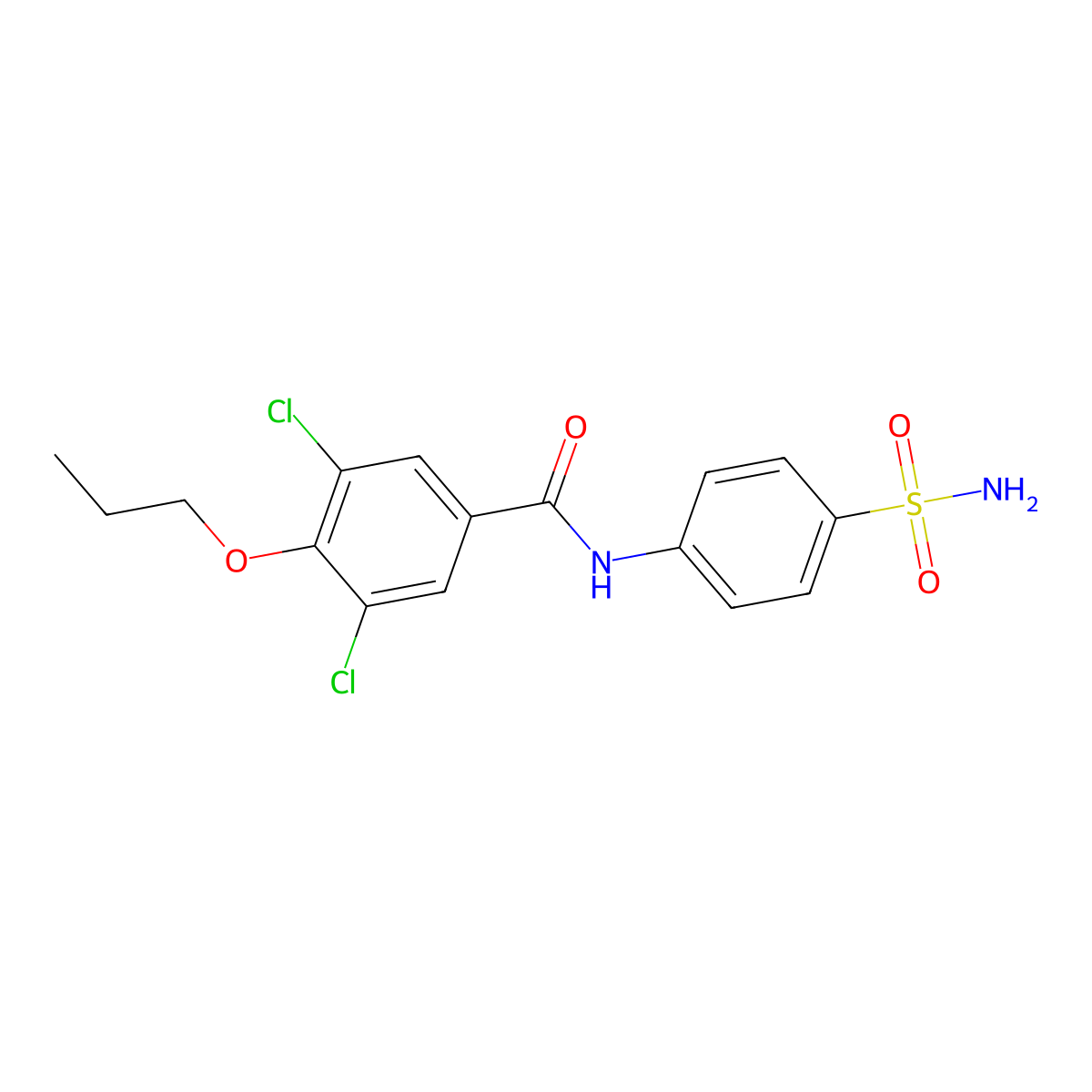 3,5-dichloro-4-propoxy-N-(4-sulfamoylphenyl)benzamide molecular structure, CAS 824422-92-6