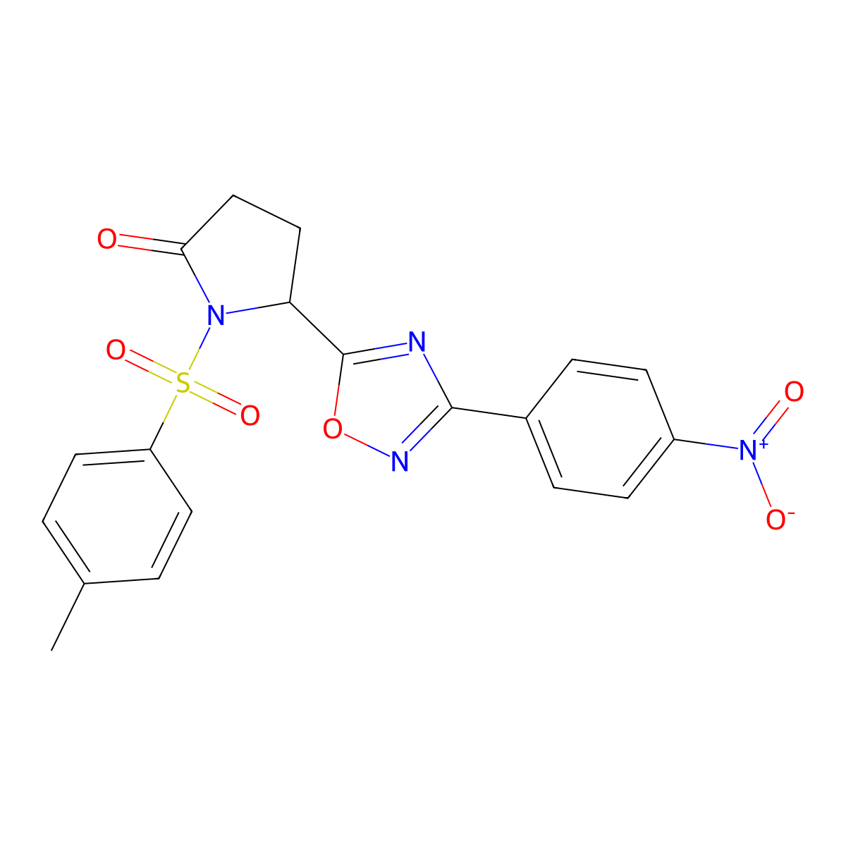 1-(4-Methylphenyl)sulfonyl-5-[3-(4-nitrophenyl)-1,2,4-oxadiazol-5-yl]pyrrolidin-2-one molecular structure, CAS 824423-34-9