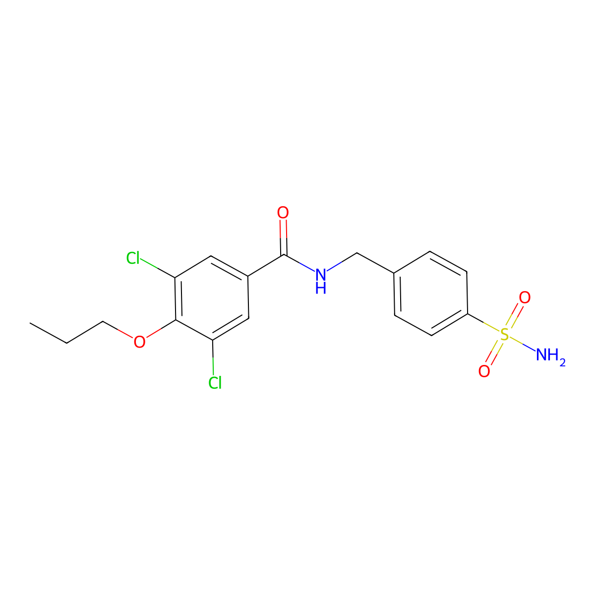 3,5-dichloro-4-propoxy-N-[(4-sulfamoylphenyl)methyl]benzamide molecular structure, CAS 824423-39-4