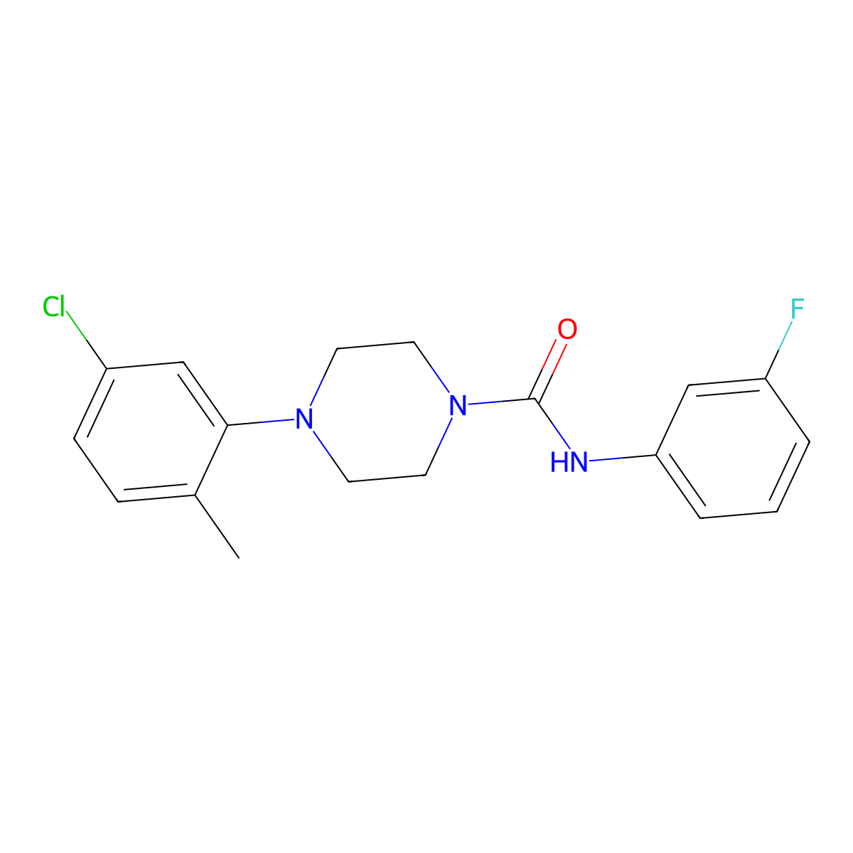 4-(5-chloro-2-methylphenyl)-N-(3-fluorophenyl)piperazine-1-carboxamide molecular structure, CAS 824423-43-0