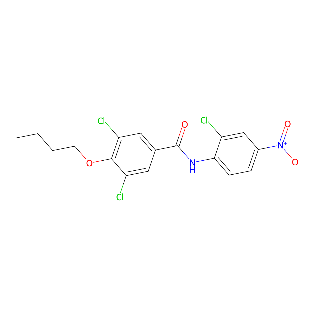 4-butoxy-3,5-dichloro-N-(2-chloro-4-nitrophenyl)benzamide molecular structure, CAS 824423-64-5