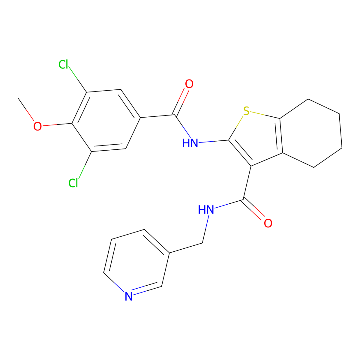 2-[(3,5-dichloro-4-methoxybenzoyl)amino]-N-(pyridin-3-ylmethyl)-4,5,6,7-tetrahydro-1-benzothiophene-3-carboxamide molecular structure, CAS 824423-74-7
