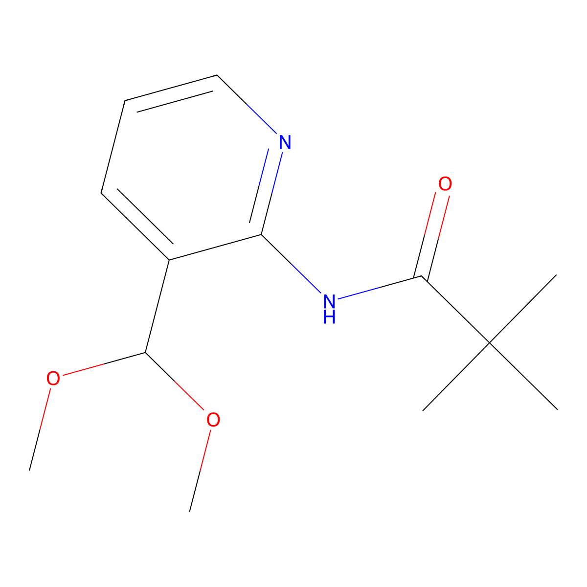 N-(3-Dimethoxymethyl-pyridin-2-yl)-2,2-dimethyl-propionamide molecular structure, CAS 824429-53-0