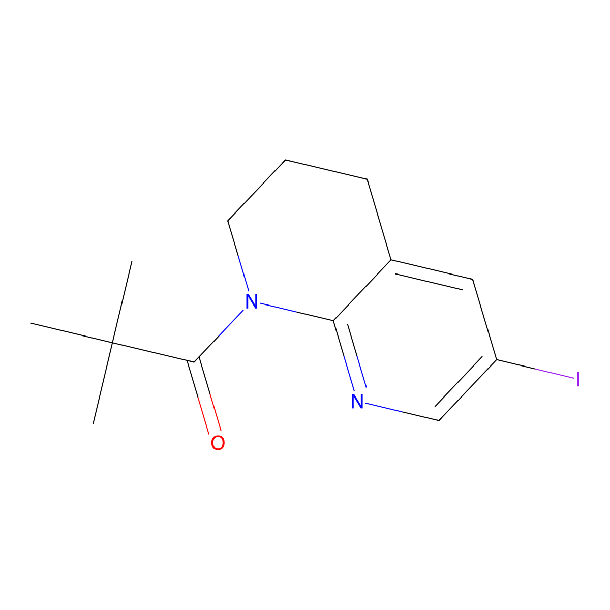 1-(6-iodo-3,4-dihydro-1,8-naphthyridin-1(2H)-yl)-2,2-dimethylpropan-1-one molecular structure, CAS 824429-55-2