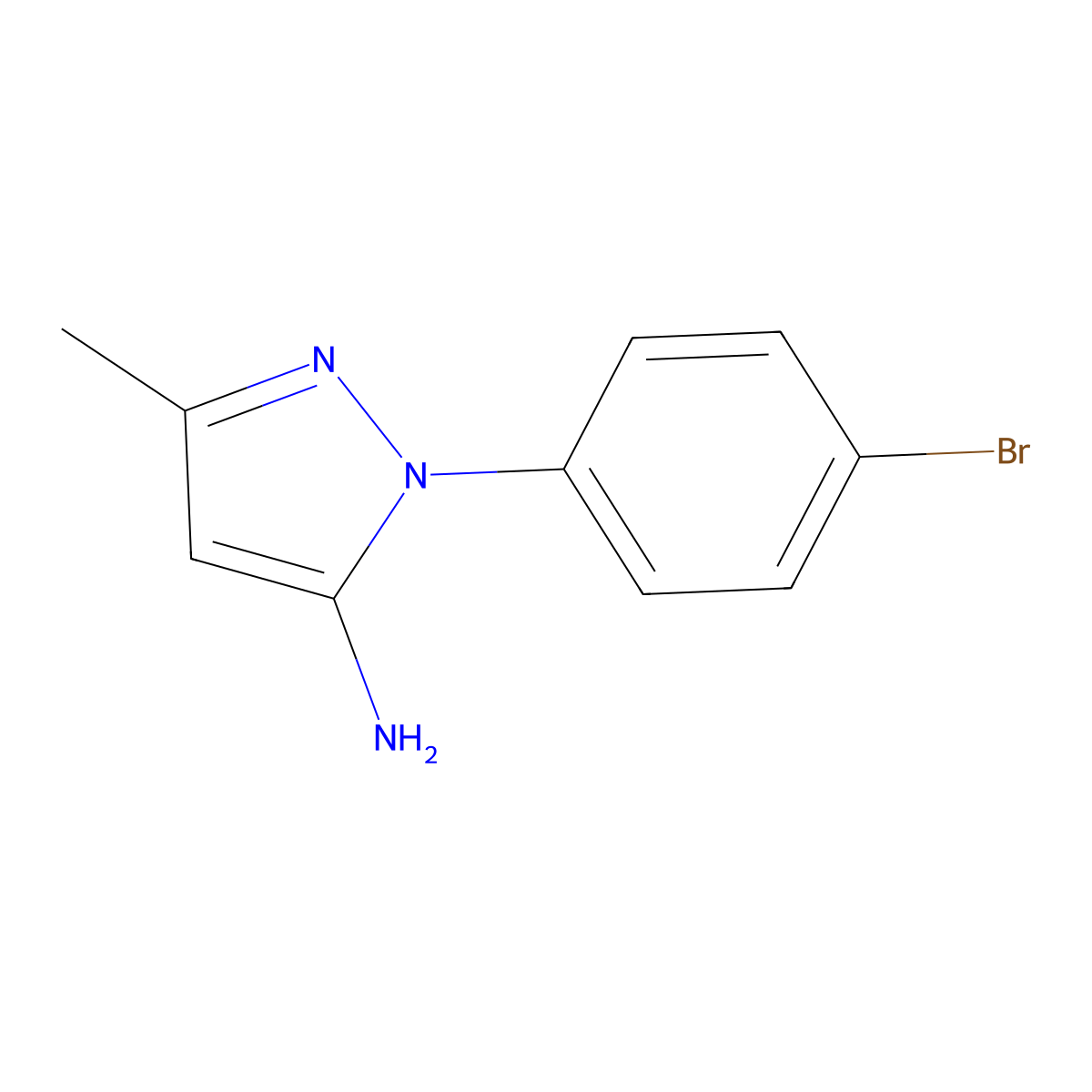 1-(4-bromophenyl)-3-methyl-1H-pyrazol-5-amine molecular structure, CAS 82447-61-8