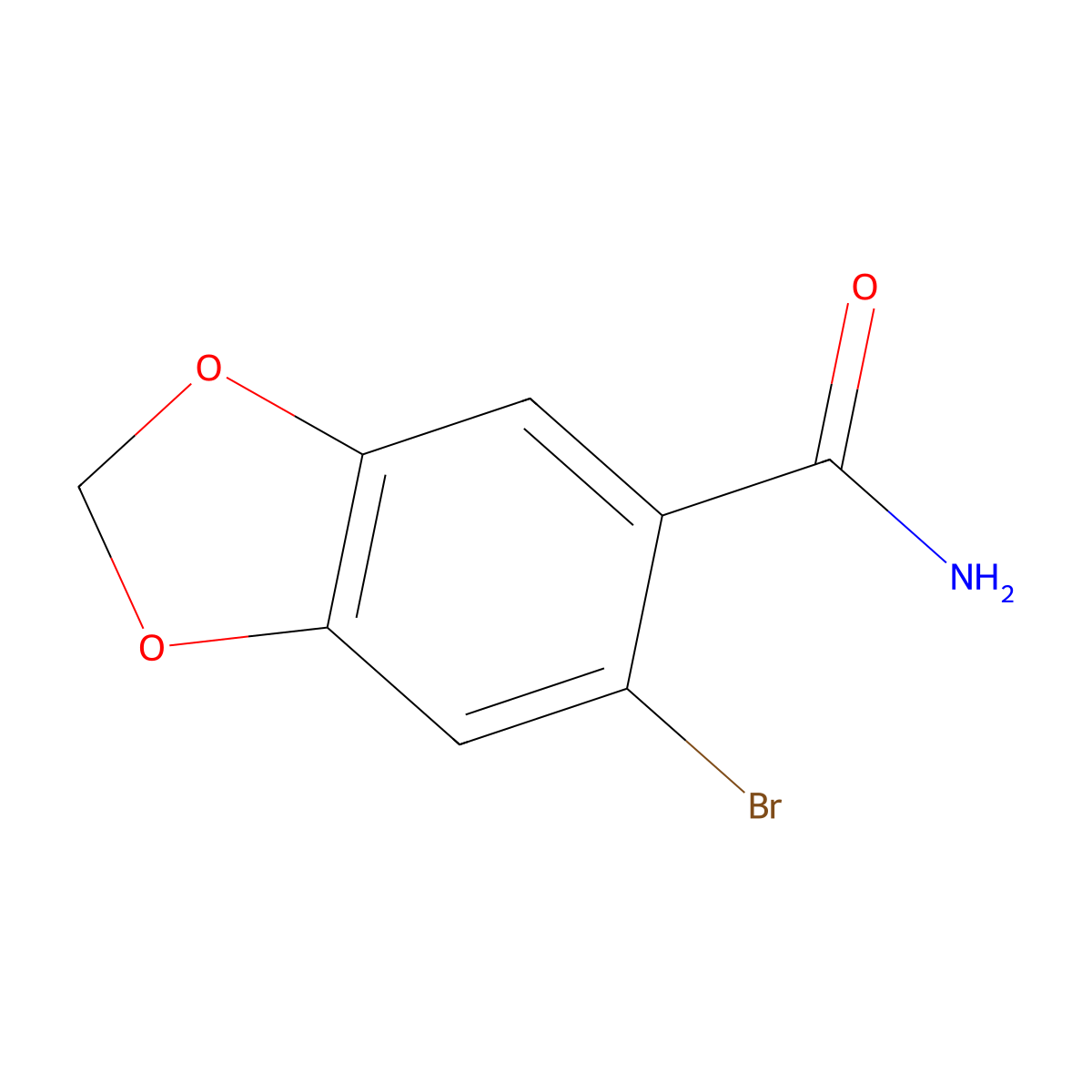 6-Bromo-1,3-benzodioxole-5-carboxamide molecular structure, CAS 82463-74-9