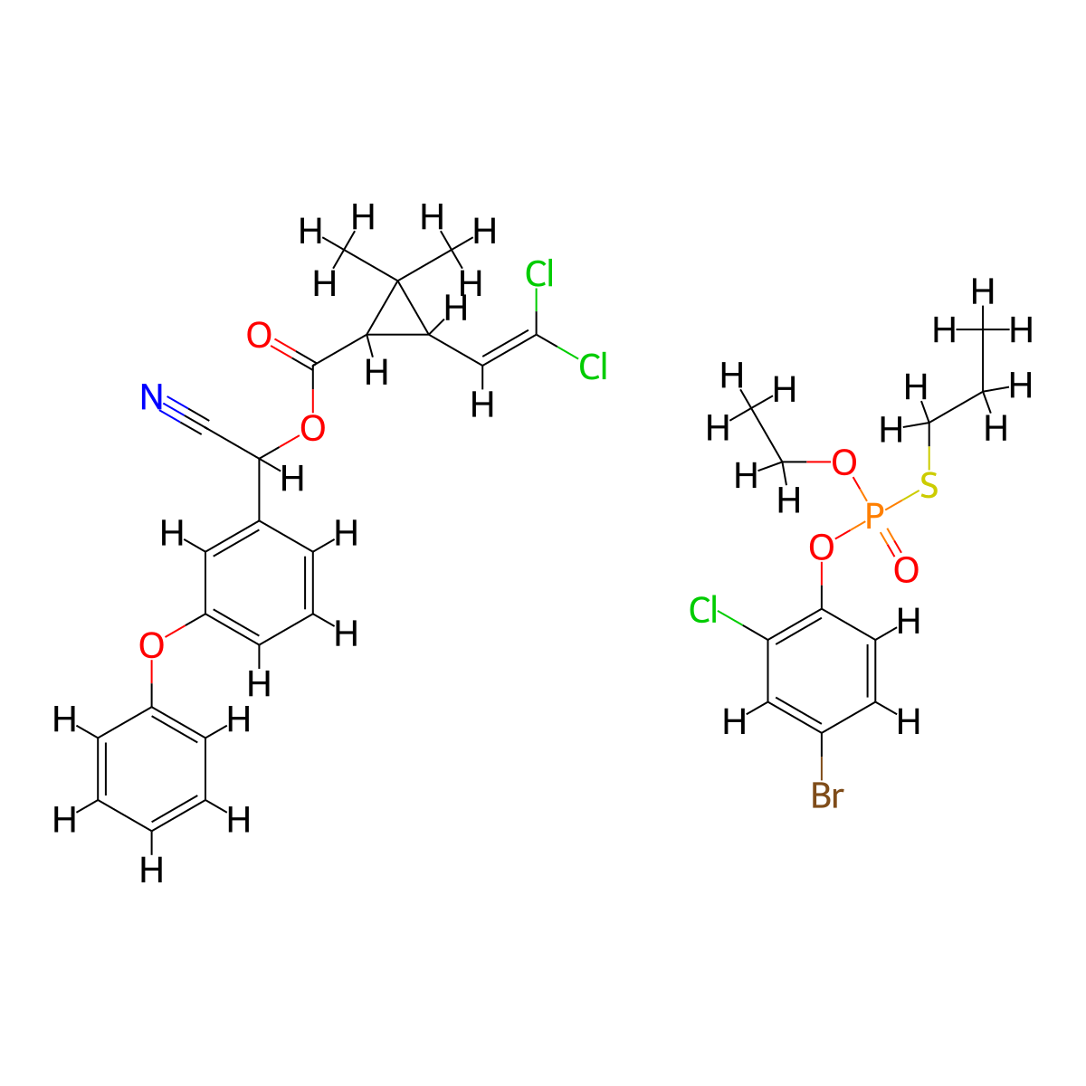 Cypermethrin-profenofos mixt molecular structure, CAS 82464-73-1