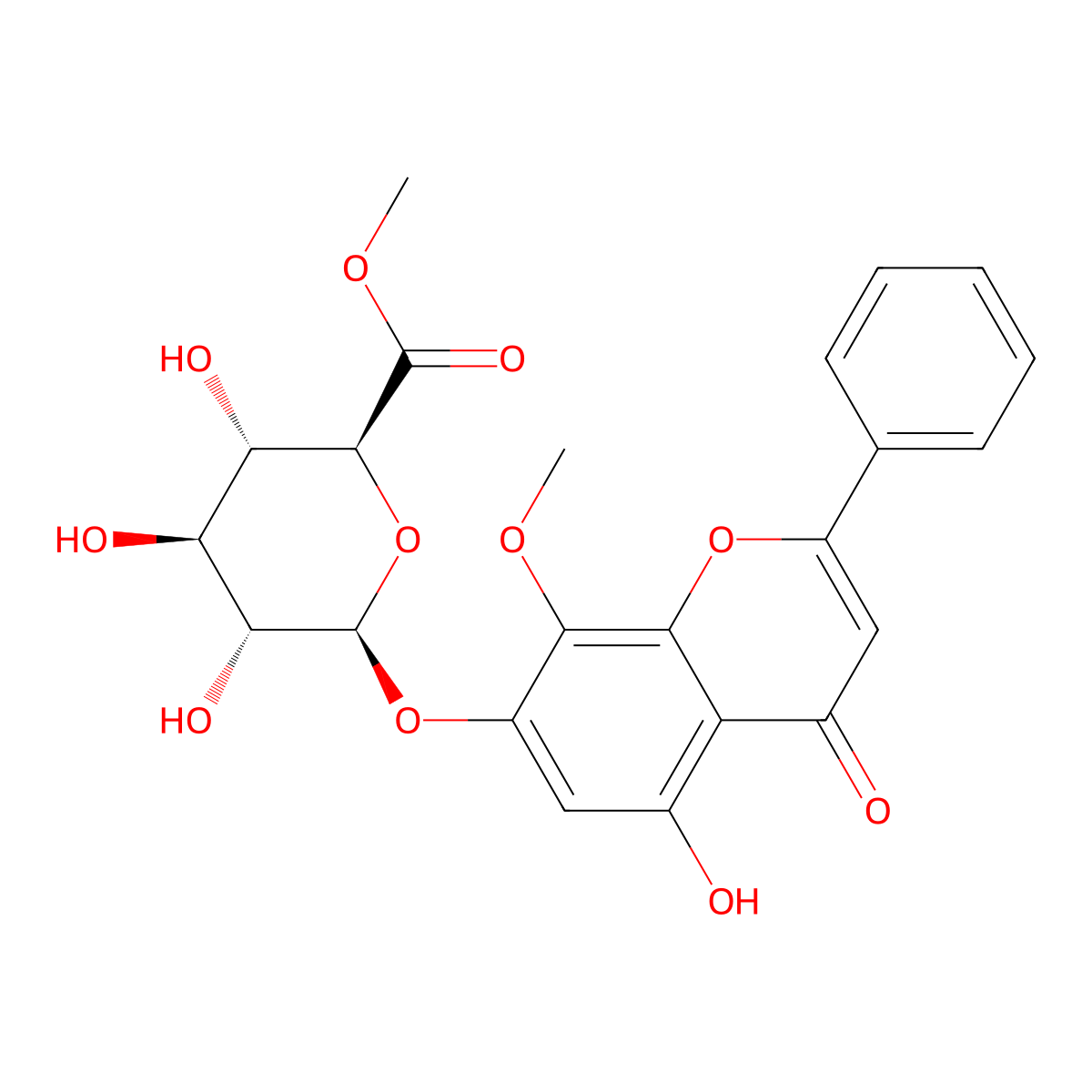 Wogonin 7-O-beta-D-glucuronide methyl ester molecular structure, CAS 82475-01-2