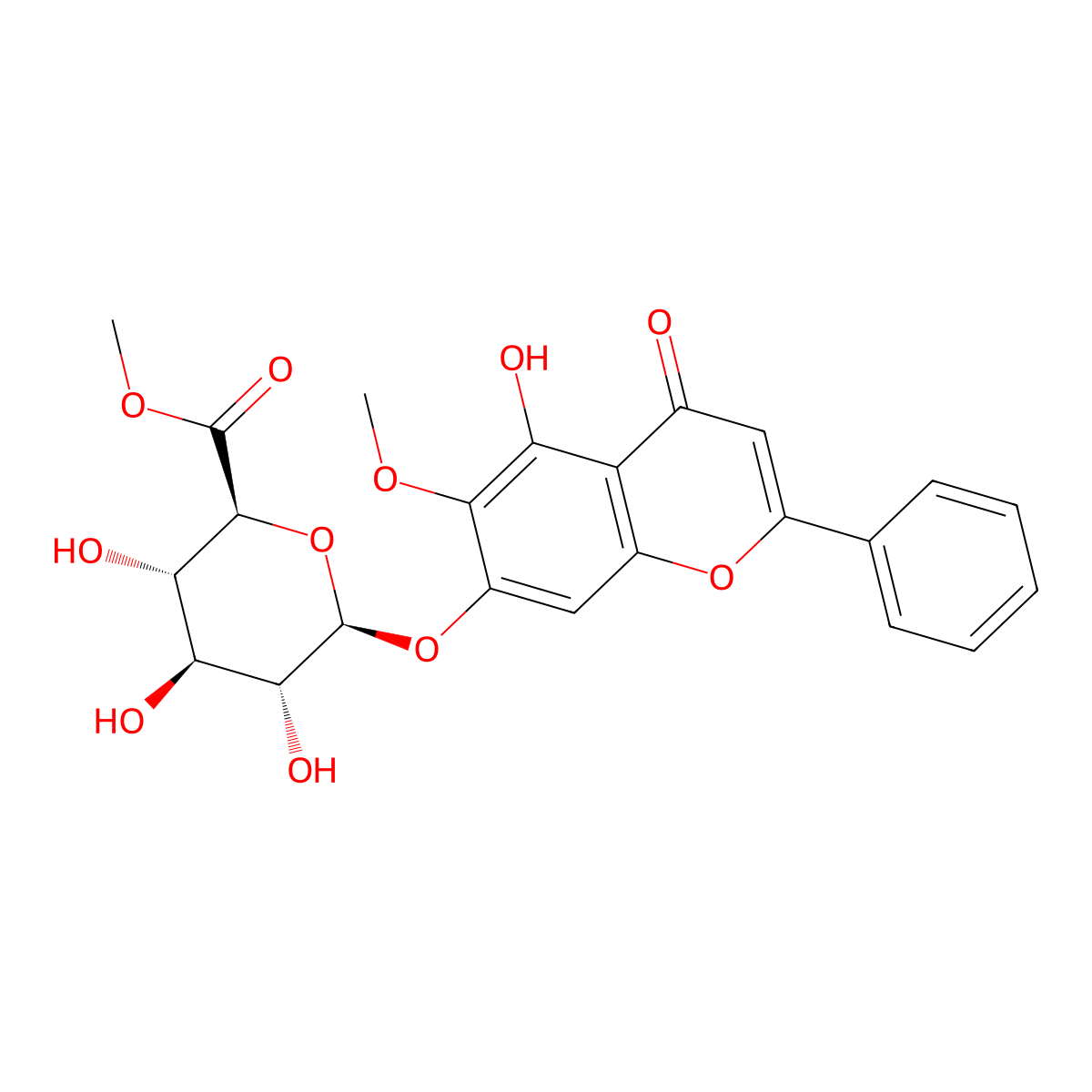 Oroxylin A 7-O-|A-D-glucuronide methyl ester molecular structure, CAS 82475-02-3