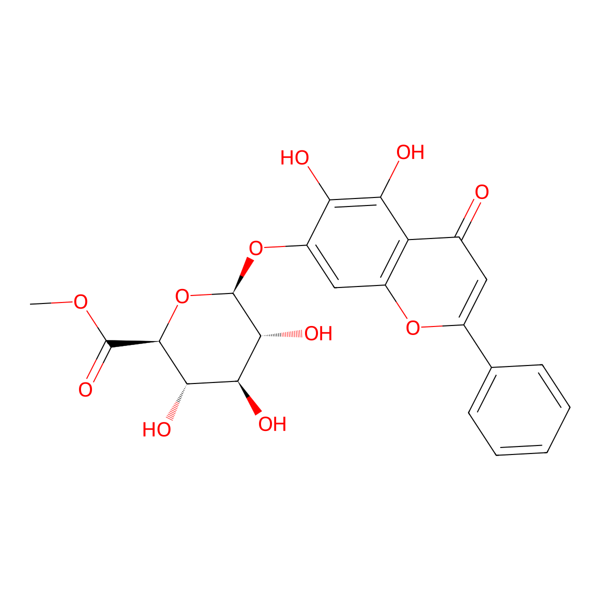 Baicalin methyl ester molecular structure, CAS 82475-03-4