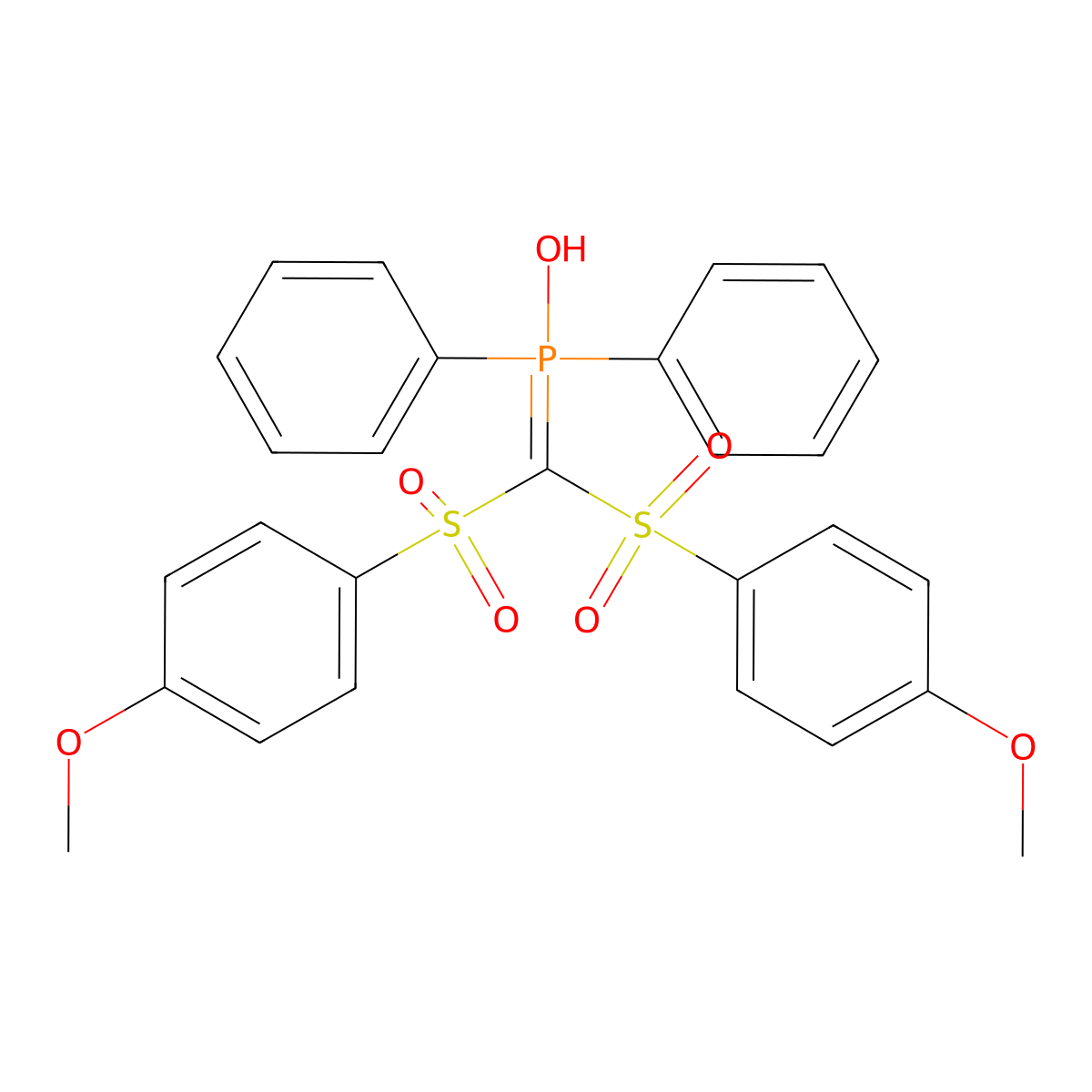 (Bis((4-methoxyphenyl)sulfonyl)methylene)(hydroxy)diphenylphosphorane molecular structure, CAS 82476-21-9