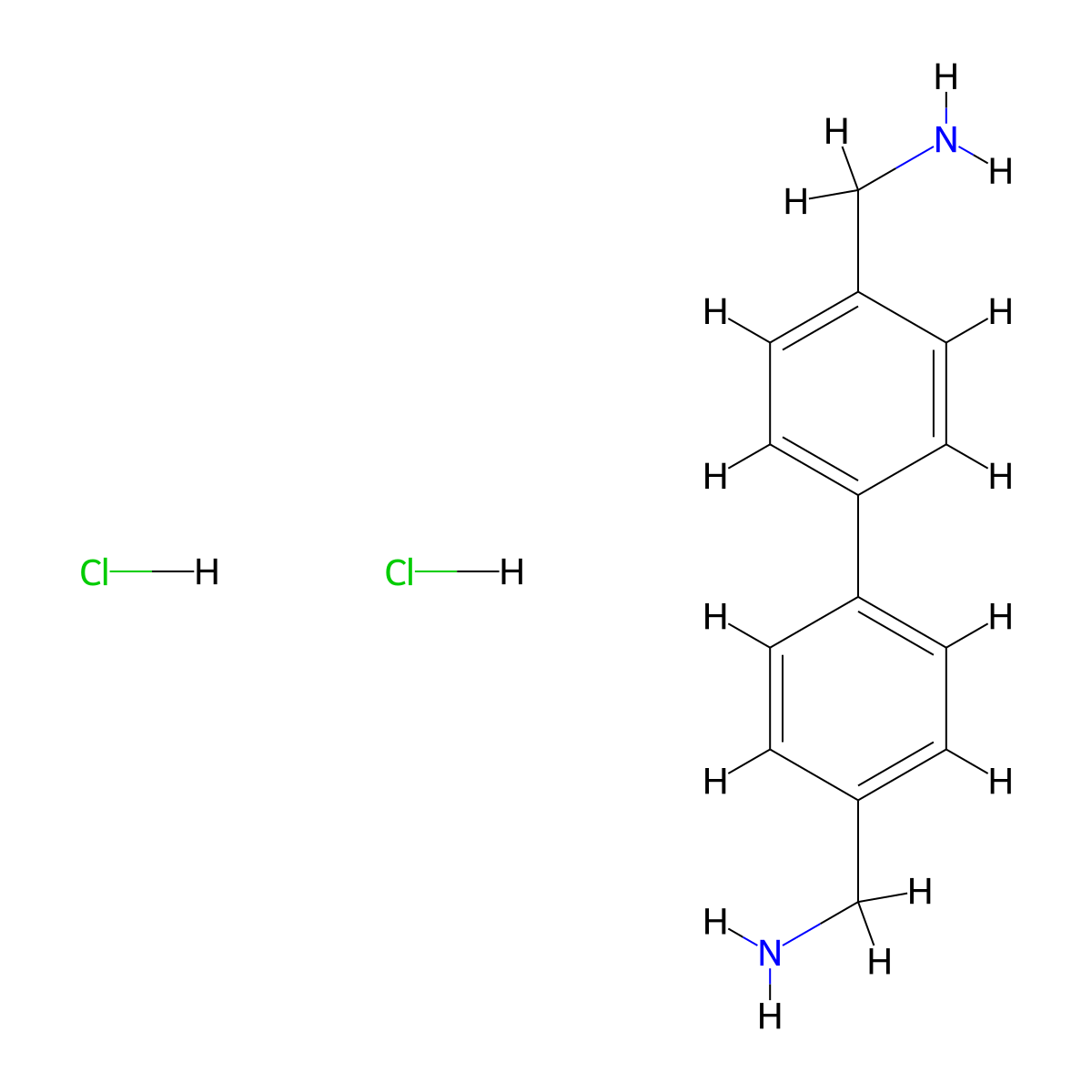 4,4'-Bis(aminomethyl)biphenyl 2HCl molecular structure, CAS 82487-39-6