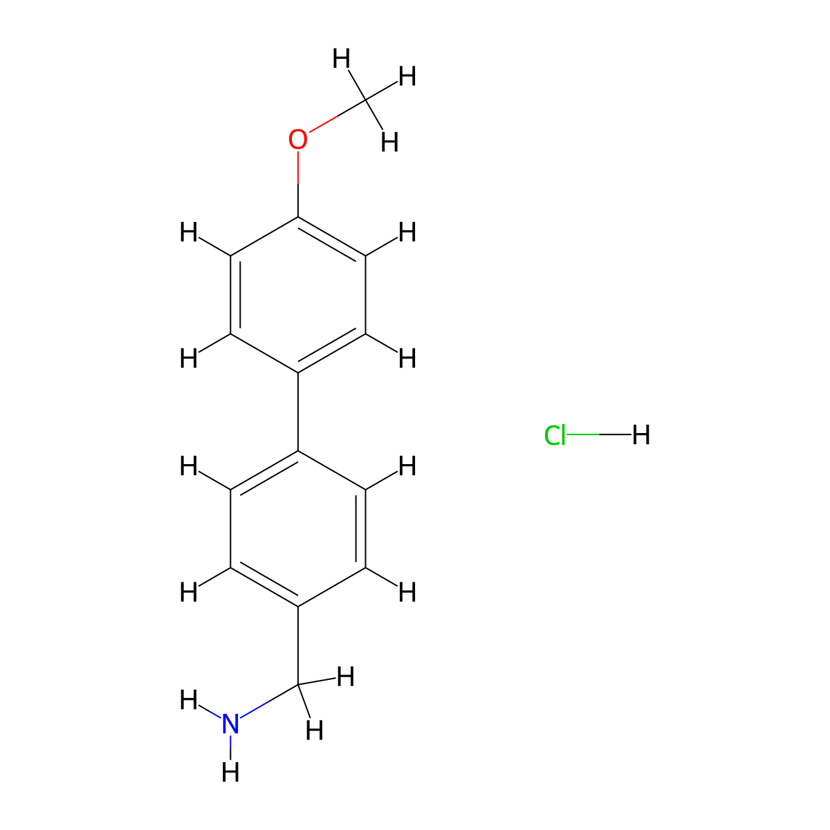 [4-(4-Methoxyphenyl)phenyl]methanamine hydrochloride molecular structure, CAS 82487-45-4