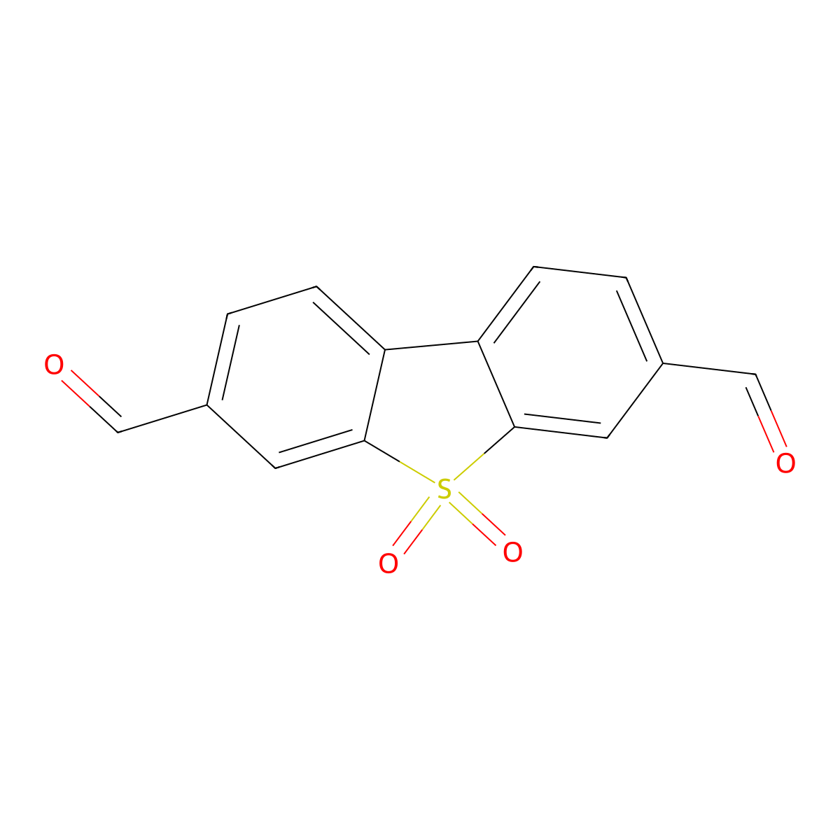 5,5-Dioxodibenzothiophene-3,7-dicarbaldehyde molecular structure, CAS 82487-47-6