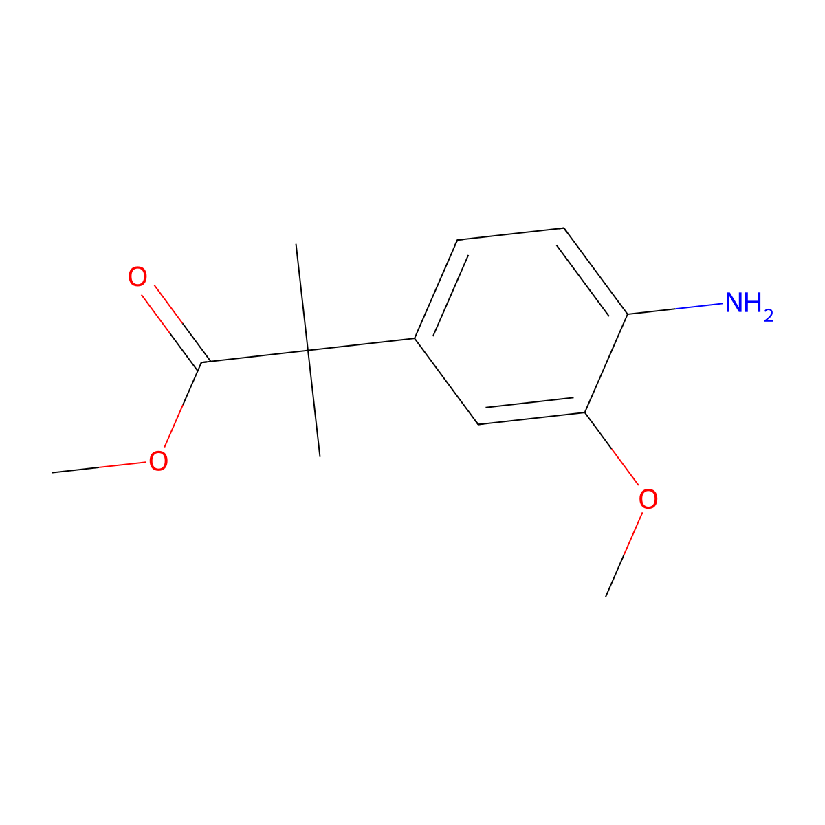 Methyl 2-(4-amino-3-methoxyphenyl)-2-methylpropanoate molecular structure, CAS 824937-38-4