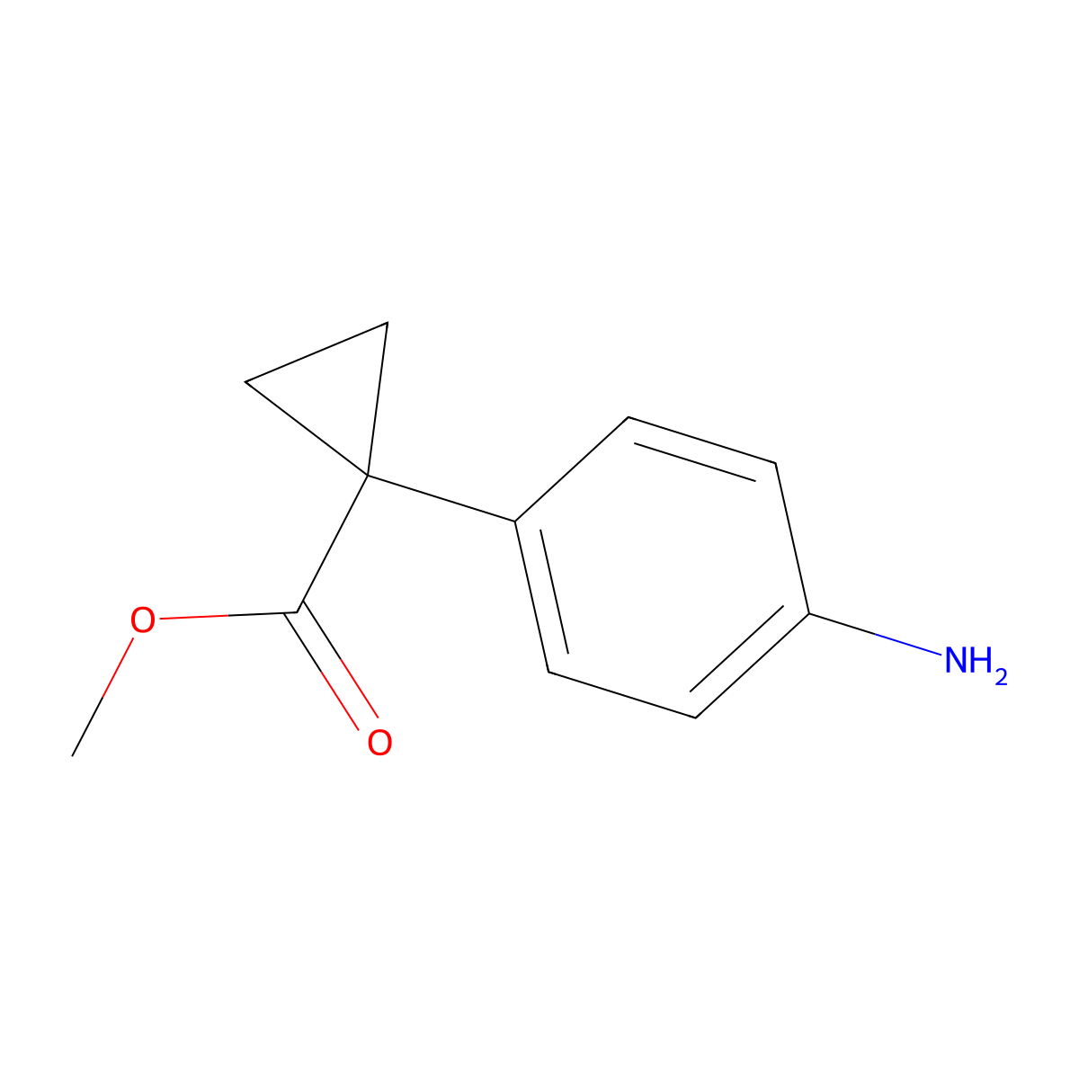 Methyl 1-(4-aminophenyl)cyclopropane-1-carboxylate molecular structure, CAS 824937-45-3