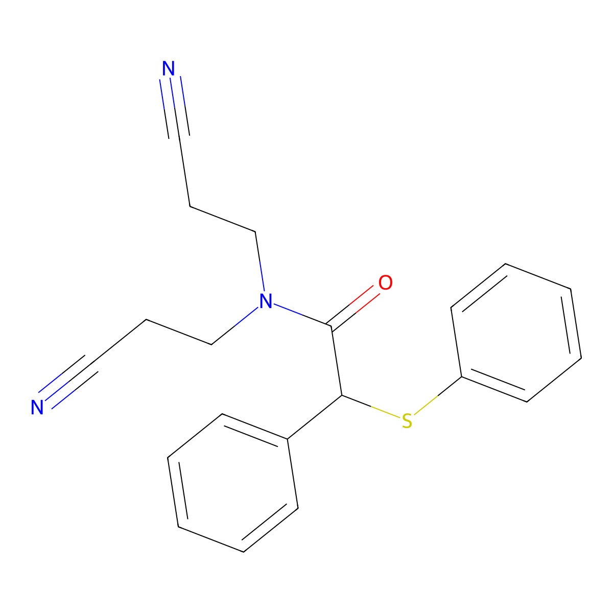 N,N-bis(2-cyanoethyl)-2-phenyl-2-(phenylsulfanyl)acetamide molecular structure, CAS 824941-49-3