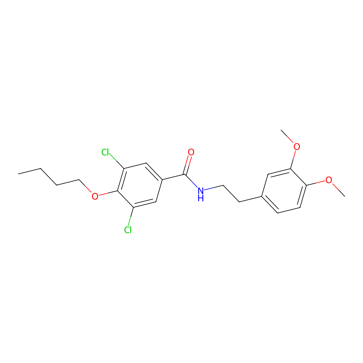4-butoxy-3,5-dichloro-N-[2-(3,4-dimethoxyphenyl)ethyl]benzamide molecular structure, CAS 824941-54-0