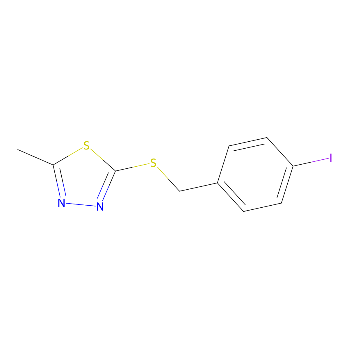 2-((4-Iodobenzyl)thio)-5-methyl-1,3,4-thiadiazole molecular structure, CAS 824941-60-8
