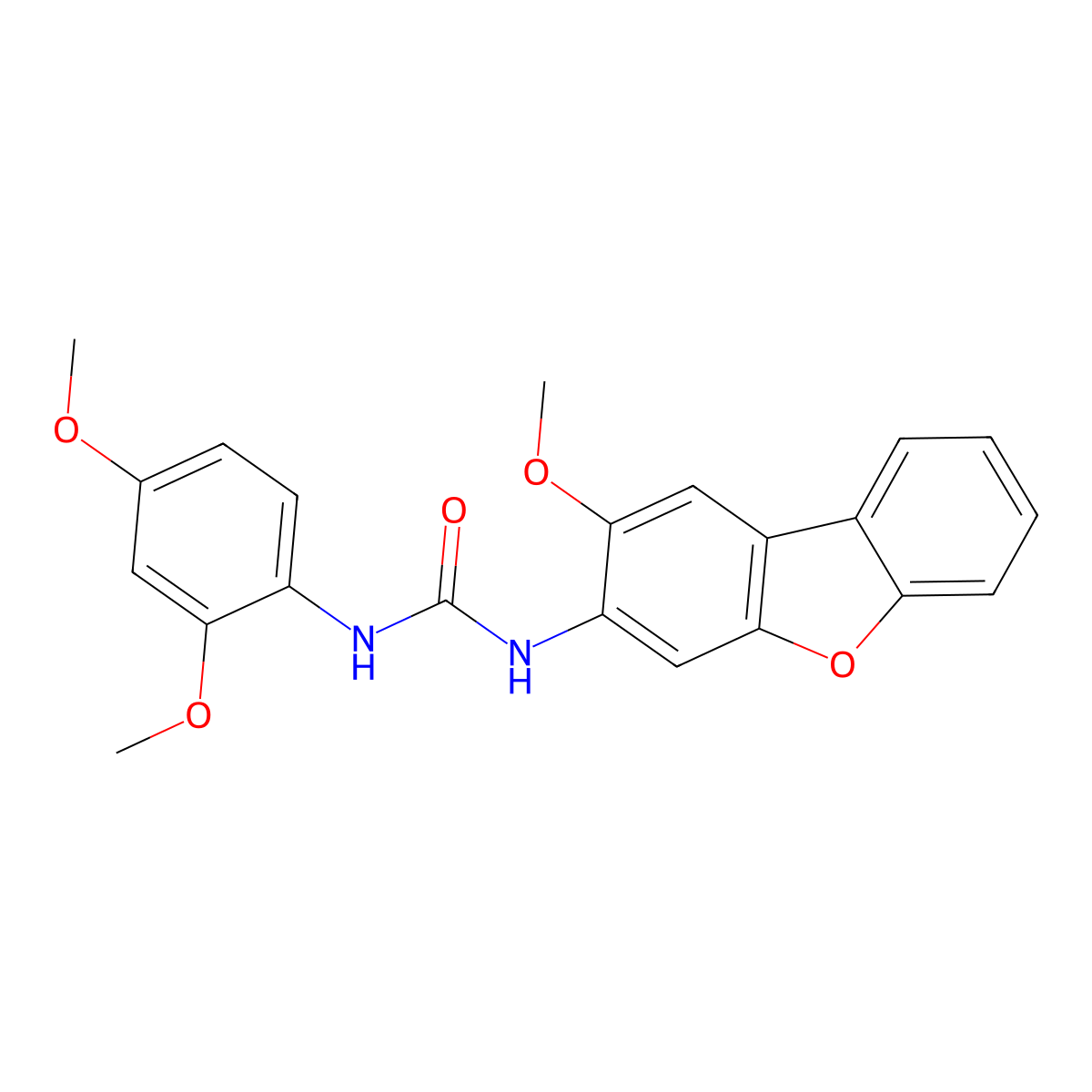 1-(2,4-Dimethoxyphenyl)-3-(2-methoxydibenzofuran-3-yl)urea molecular structure, CAS 824941-65-3
