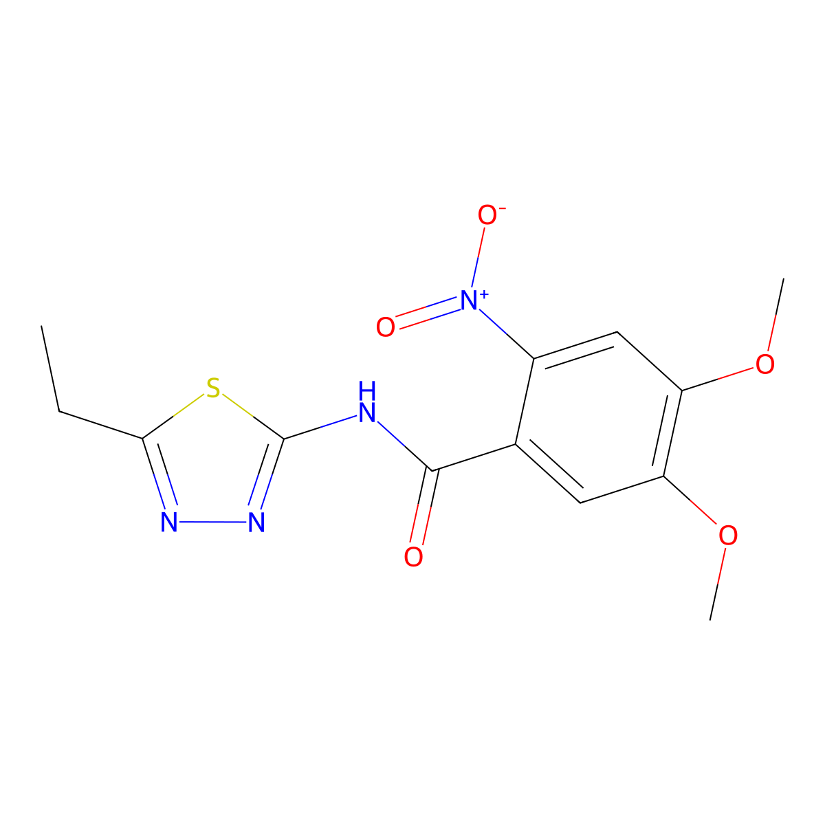 N-(5-ethyl-1,3,4-thiadiazol-2-yl)-4,5-dimethoxy-2-nitrobenzamide molecular structure, CAS 824941-71-1