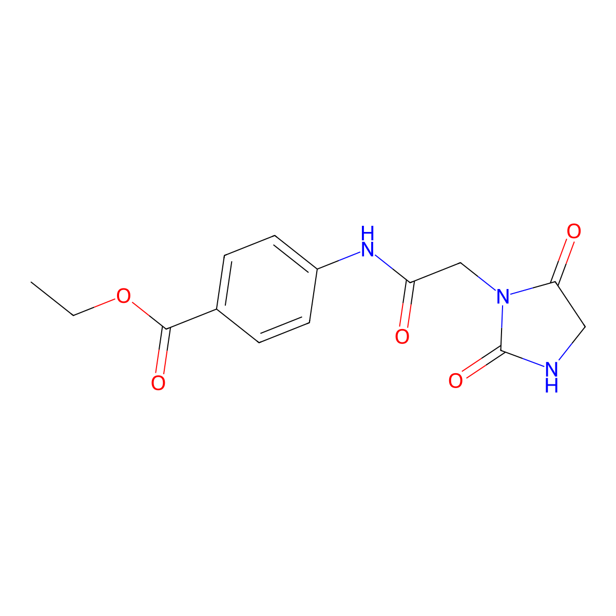 Ethyl 4-{[(2,5-dioxo-1-imidazolidinyl)acetyl]amino}benzoate molecular structure, CAS 824942-14-5