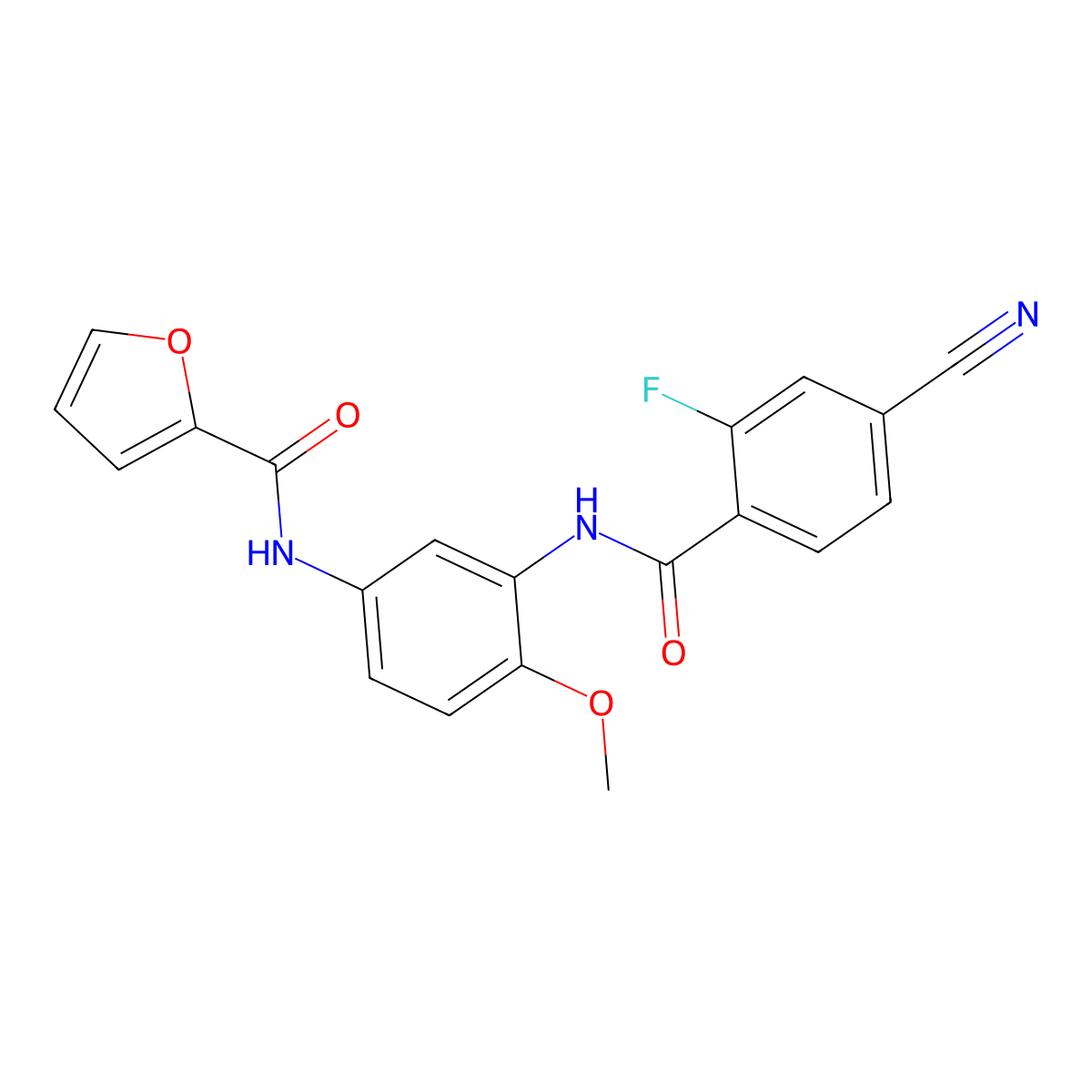 N-[3-[(4-cyano-2-fluorobenzoyl)amino]-4-methoxyphenyl]furan-2-carboxamide molecular structure, CAS 824942-43-0