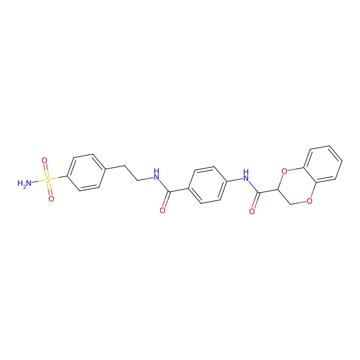 N-[4-[2-(4-sulfamoylphenyl)ethylcarbamoyl]phenyl]-2,3-dihydro-1,4-benzodioxine-3-carboxamide molecular structure, CAS 824942-54-3