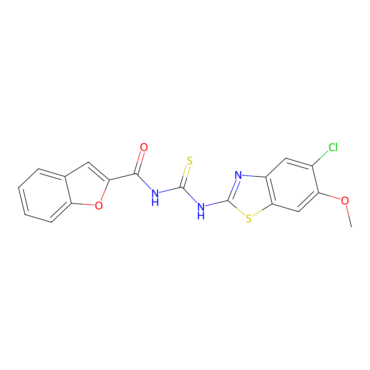 N-[(5-chloro-6-methoxy-1,3-benzothiazol-2-yl)carbamothioyl]-1-benzofuran-2-carboxamide molecular structure, CAS 824942-76-9