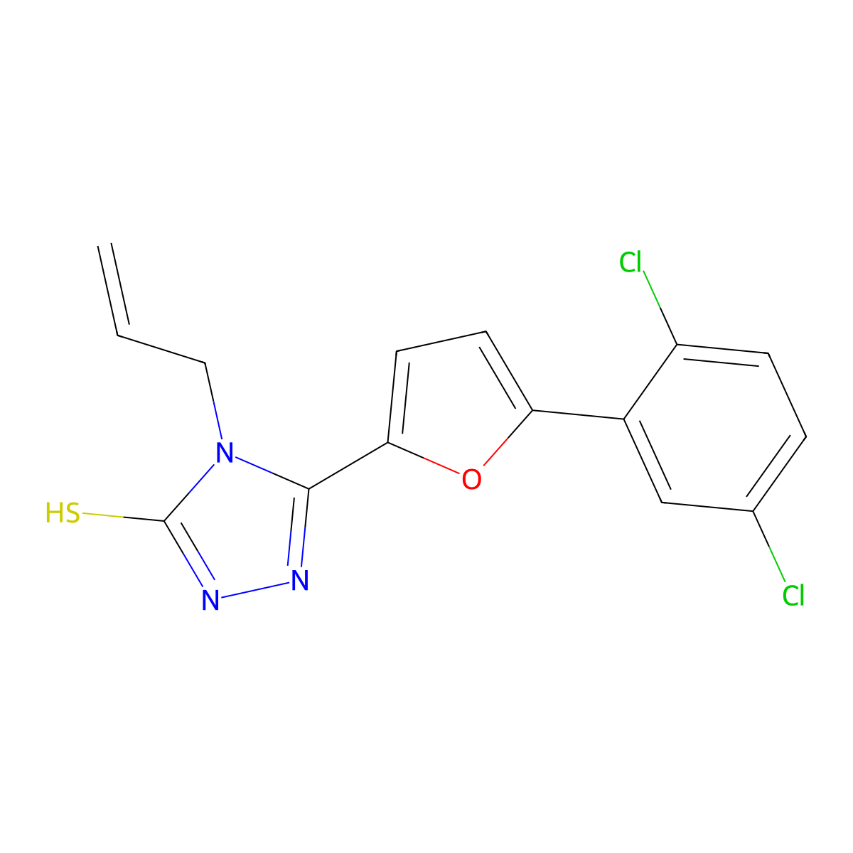 3-[5-(2,5-dichlorophenyl)furan-2-yl]-4-prop-2-enyl-1H-1,2,4-triazole-5-thione molecular structure, CAS 824943-20-6
