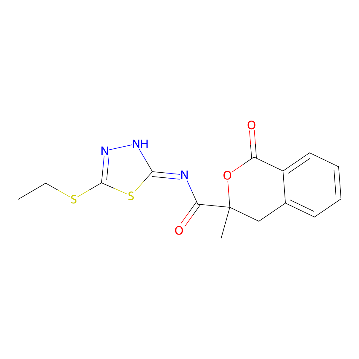N-(5-ethylsulfanyl-1,3,4-thiadiazol-2-yl)-3-methyl-1-oxo-4H-isochromene-3-carboxamide molecular structure, CAS 824943-97-7