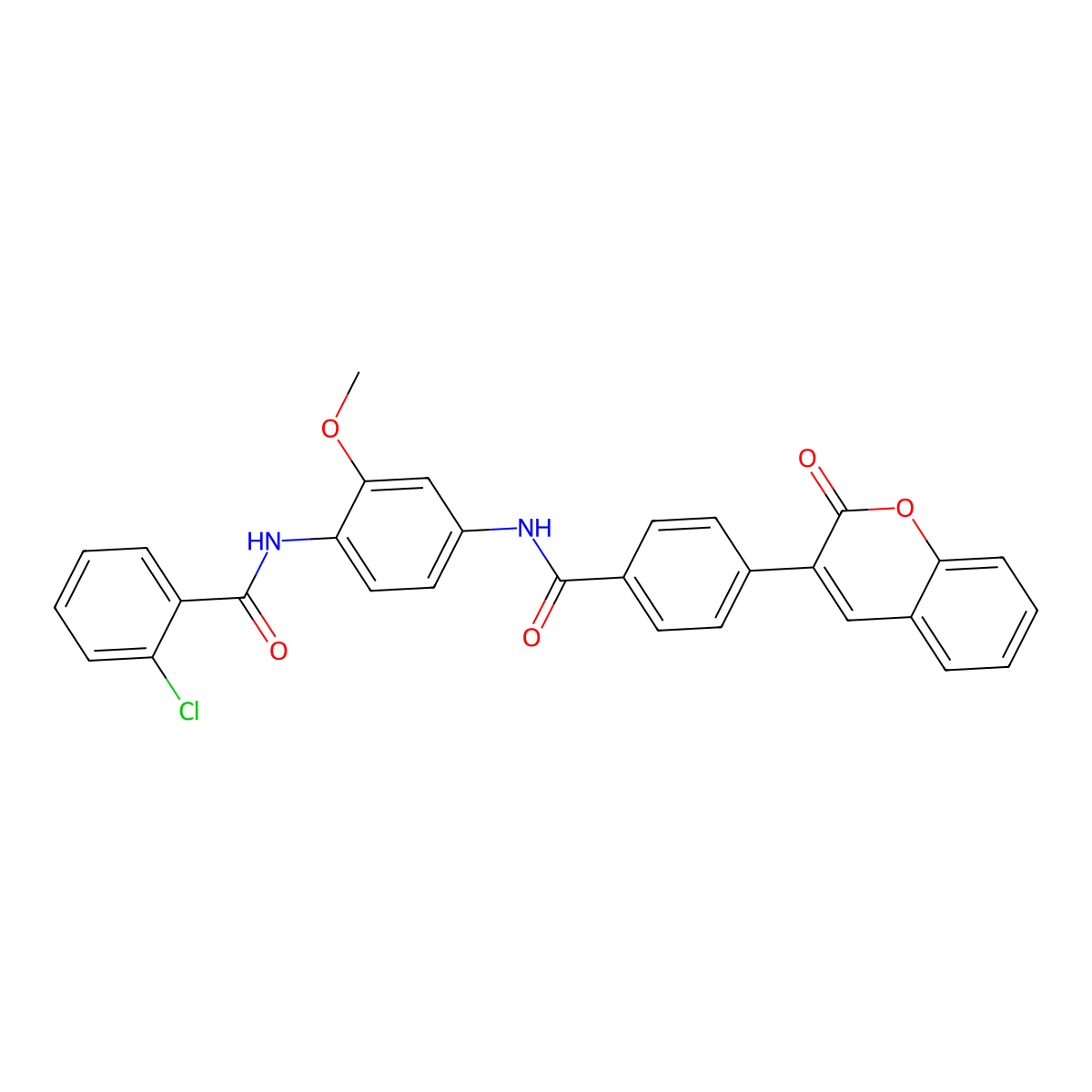 2-chloro-N-[2-methoxy-4-[[4-(2-oxochromen-3-yl)benzoyl]amino]phenyl]benzamide molecular structure, CAS 824944-08-3