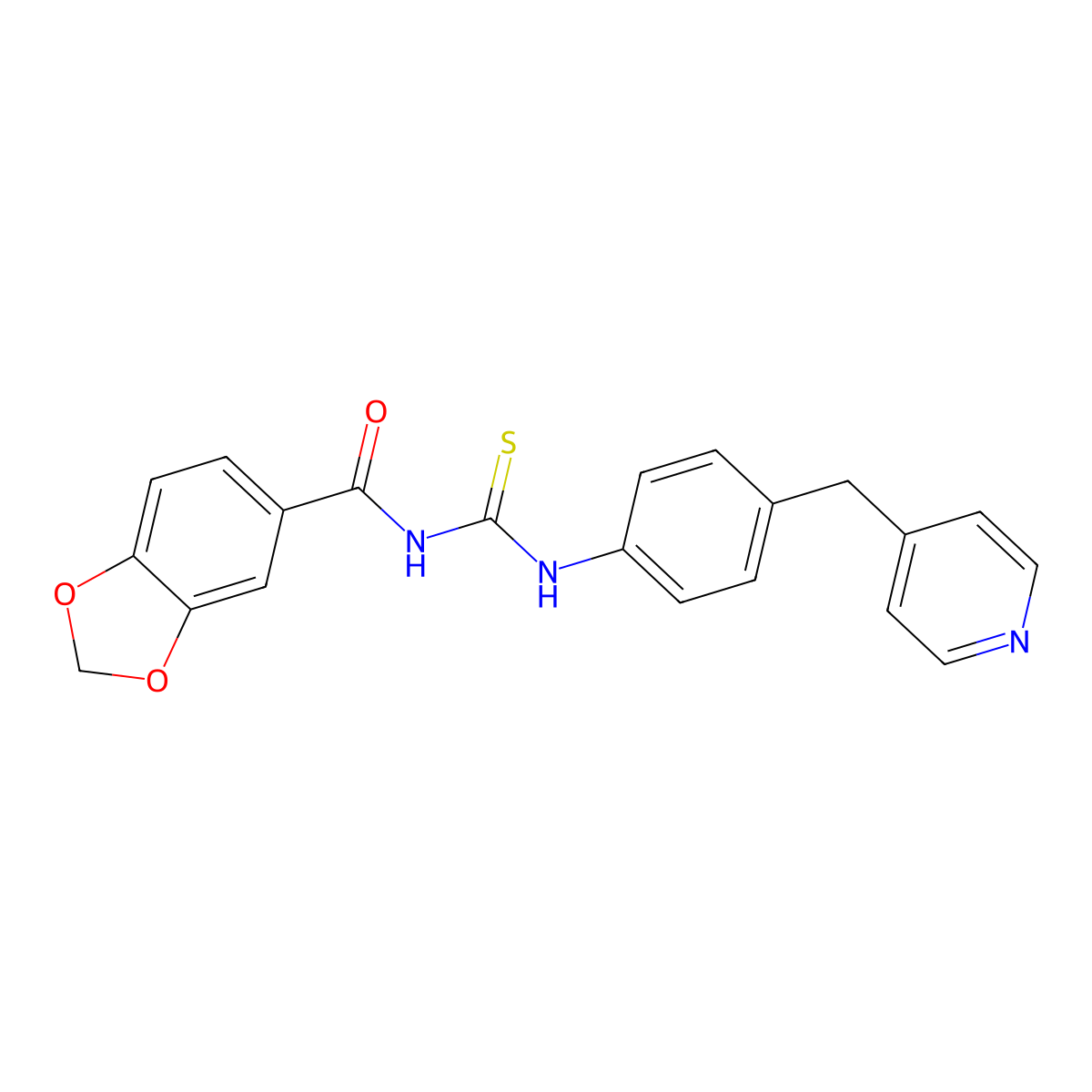 N-[[4-(pyridin-4-ylmethyl)phenyl]carbamothioyl]-1,3-benzodioxole-5-carboxamide molecular structure, CAS 824944-46-9