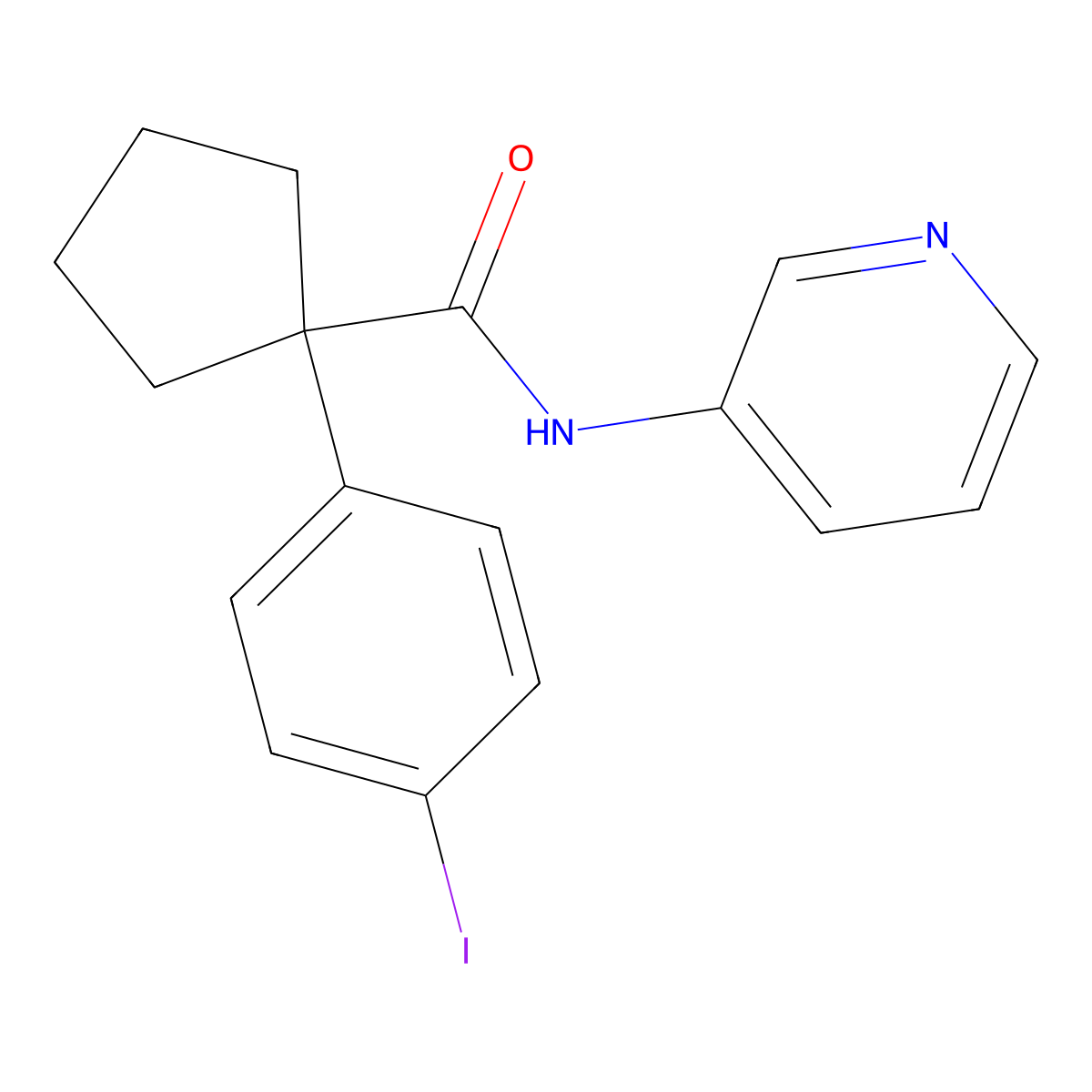 1-(4-iodophenyl)-N-(pyridin-3-yl)cyclopentanecarboxamide molecular structure, CAS 824944-64-1