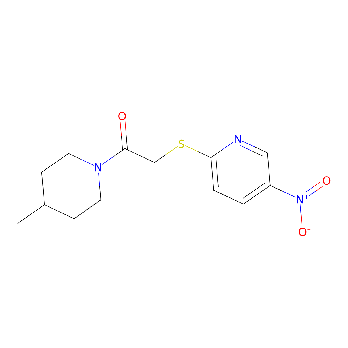 1-(4-Methylpiperidin-1-yl)-2-(5-nitropyridin-2-yl)sulfanylethanone molecular structure, CAS 824944-89-0
