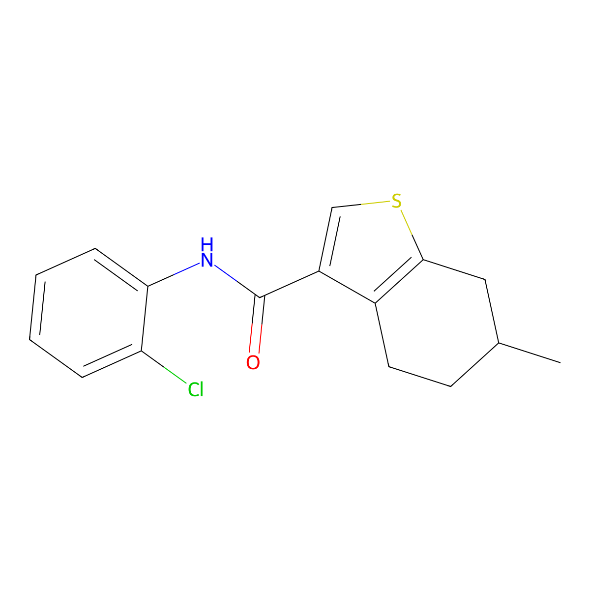 N-(2-chlorophenyl)-6-methyl-4,5,6,7-tetrahydro-1-benzothiophene-3-carboxamide molecular structure, CAS 824945-37-1