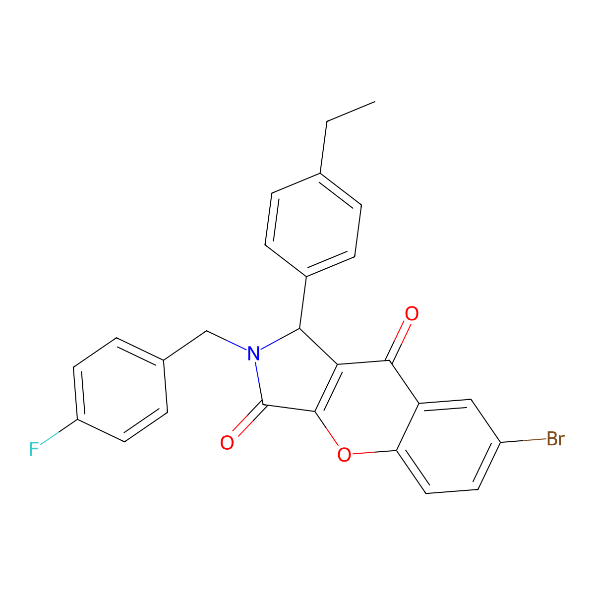 7-bromo-1-(4-ethylphenyl)-2-[(4-fluorophenyl)methyl]-1H-chromeno[2,3-c]pyrrole-3,9-dione molecular structure, CAS 824945-54-2