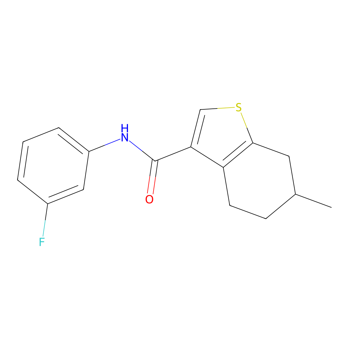 N-(3-fluorophenyl)-6-methyl-4,5,6,7-tetrahydro-1-benzothiophene-3-carboxamide molecular structure, CAS 824945-70-2