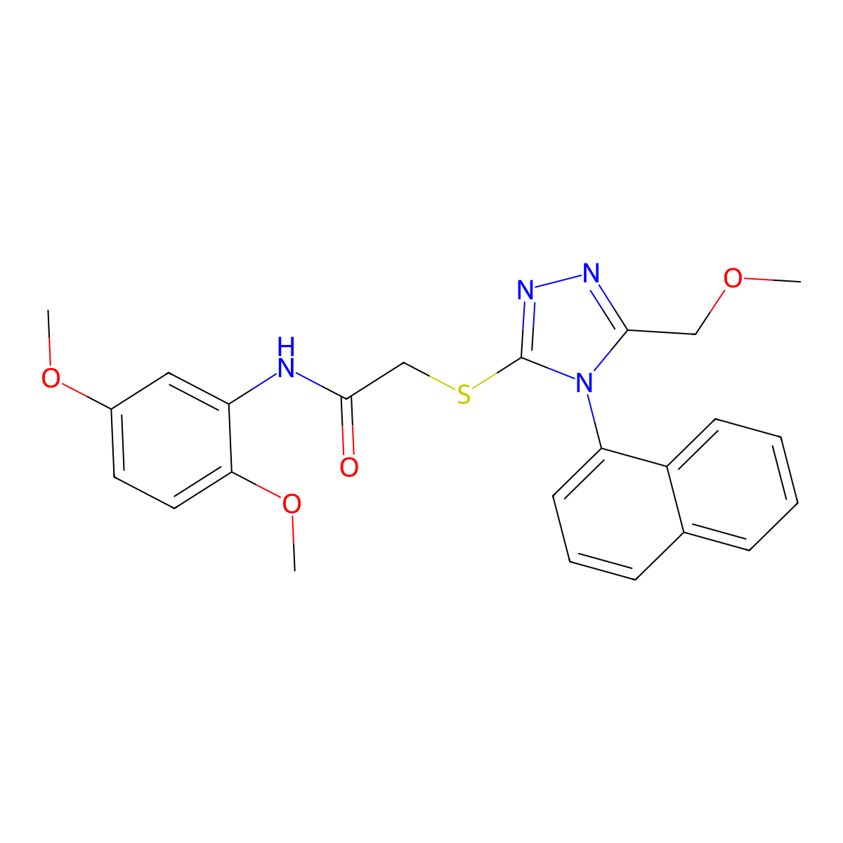 N-(2,5-dimethoxyphenyl)-2-[[5-(methoxymethyl)-4-naphthalen-1-yl-1,2,4-triazol-3-yl]sulfanyl]acetamide molecular structure, CAS 824946-37-4