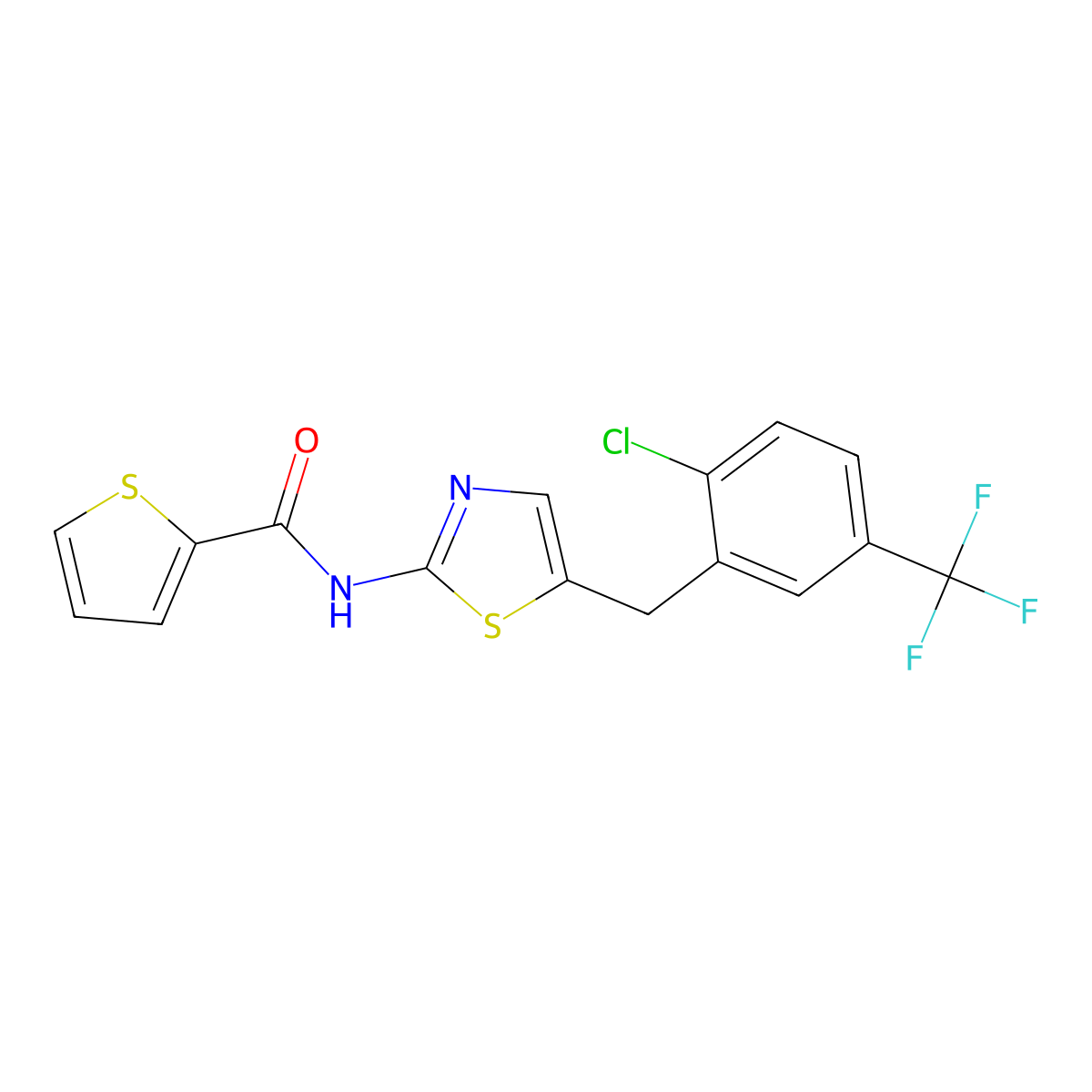 N-[5-[[2-chloro-5-(trifluoromethyl)phenyl]methyl]-1,3-thiazol-2-yl]thiophene-2-carboxamide molecular structure, CAS 824955-09-1