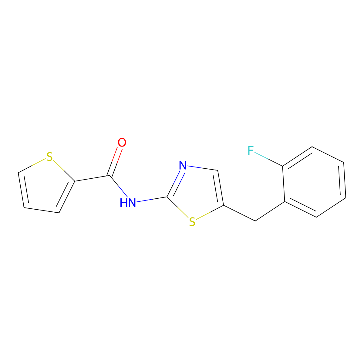 N-[5-[(2-fluorophenyl)methyl]-1,3-thiazol-2-yl]thiophene-2-carboxamide molecular structure, CAS 824955-11-5