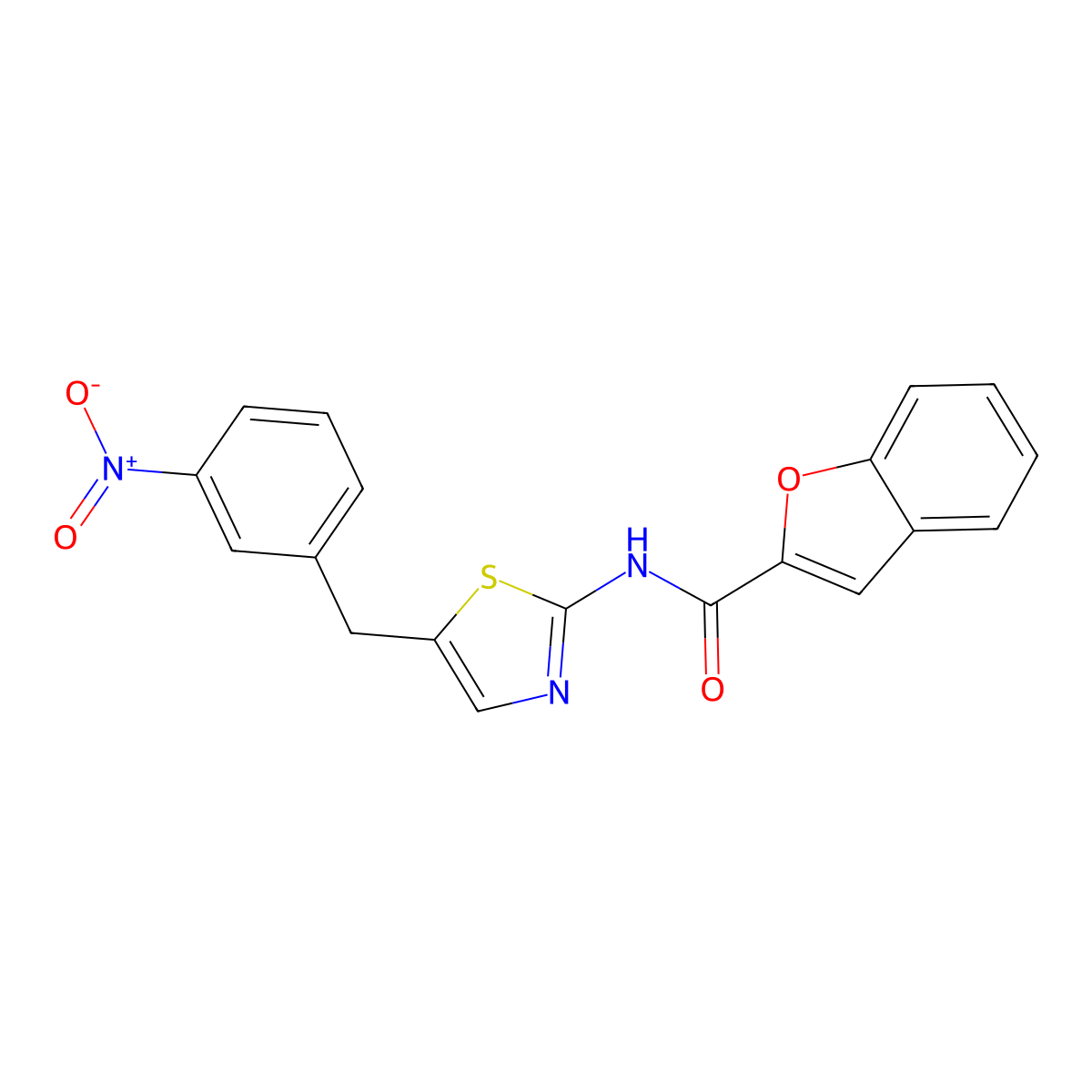 N-[5-[(3-nitrophenyl)methyl]-1,3-thiazol-2-yl]-1-benzofuran-2-carboxamide molecular structure, CAS 824955-14-8