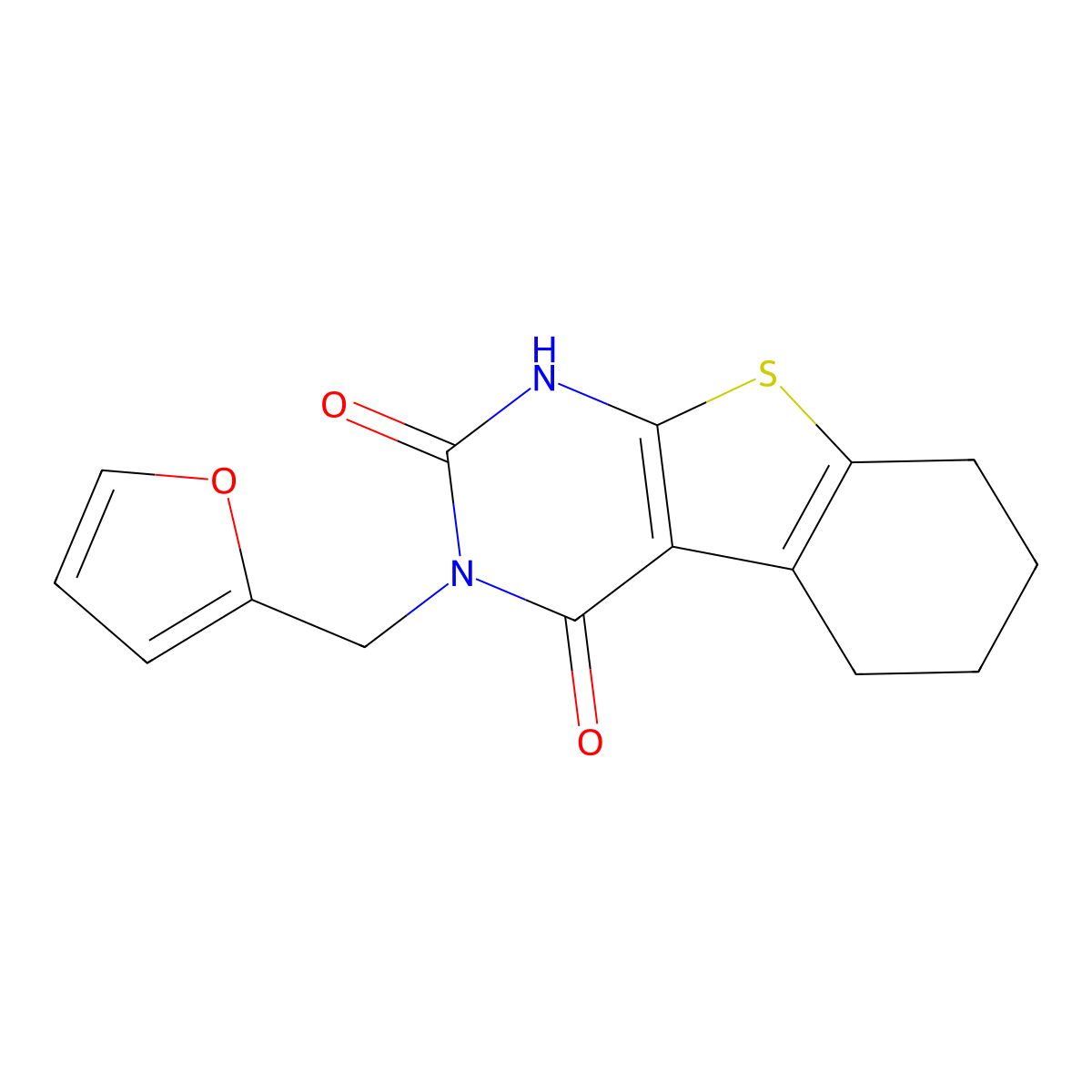 3-(furan-2-ylmethyl)-5,6,7,8-tetrahydro-1H-[1]benzothiolo[2,3-d]pyrimidine-2,4-dione molecular structure, CAS 824955-76-2