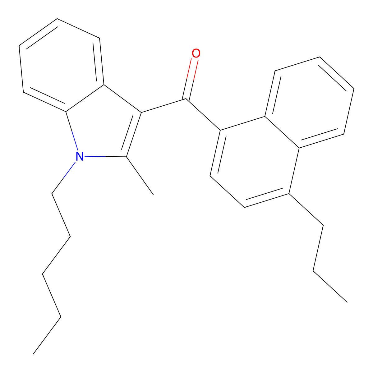 (2-methyl-1-pentyl-1H-indol-3-yl)(4-propylnaphthalen-1-yl)methanone molecular structure, CAS 824960-03-4