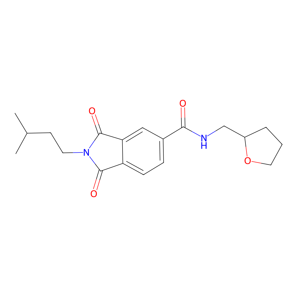 2-(3-methylbutyl)-1,3-dioxo-N-(oxolan-2-ylmethyl)isoindole-5-carboxamide molecular structure, CAS 824960-12-5