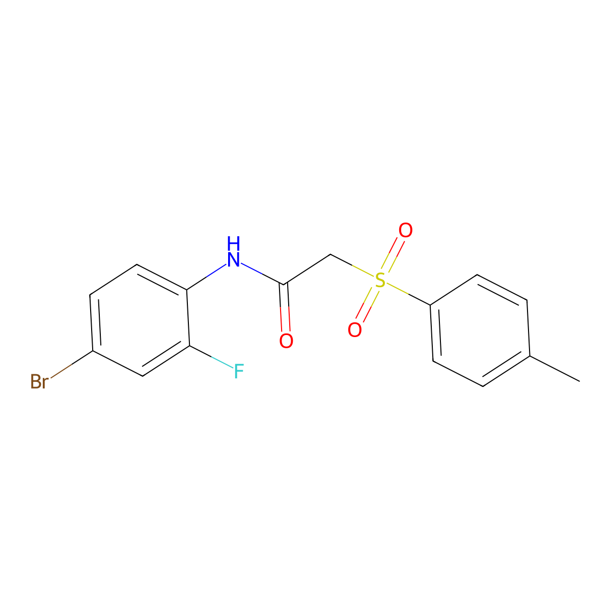 N-(4-bromo-2-fluorophenyl)-2-(4-methylphenyl)sulfonylacetamide molecular structure, CAS 824961-24-2