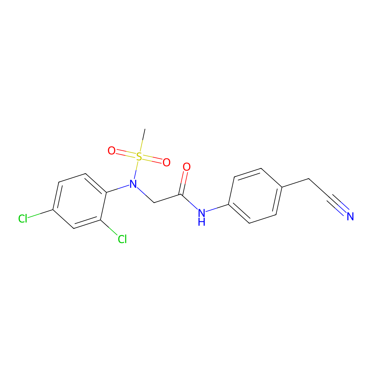N-[4-(cyanomethyl)phenyl]-2-(2,4-dichloro-N-methylsulfonylanilino)acetamide molecular structure, CAS 824961-34-4