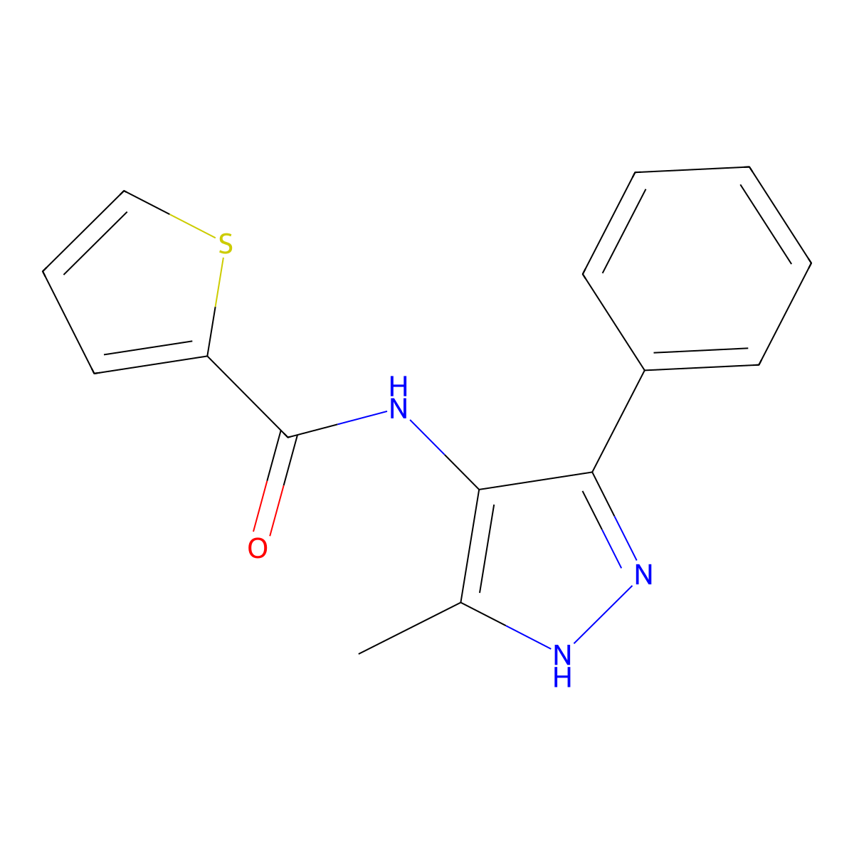 N-(5-methyl-3-phenyl-1H-pyrazol-4-yl)thiophene-2-carboxamide molecular structure, CAS 824968-90-3