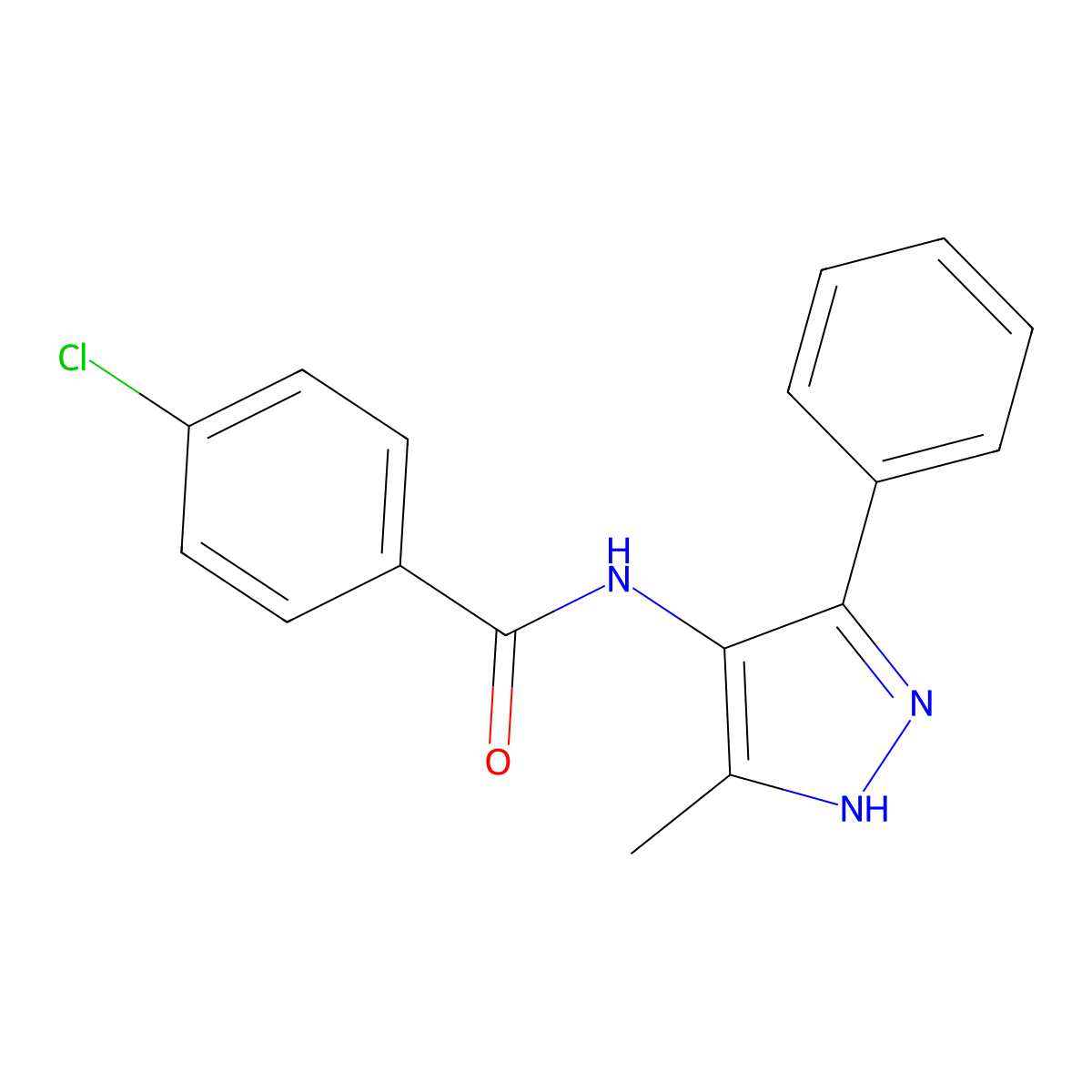 4-chloro-N-(5-methyl-3-phenyl-1H-pyrazol-4-yl)benzamide molecular structure, CAS 824969-08-6