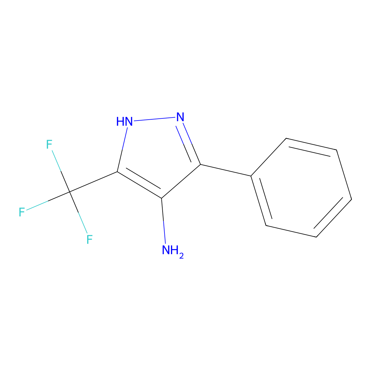 3-phenyl-5-(trifluoromethyl)-1H-pyrazol-4-amine molecular structure, CAS 824969-30-4